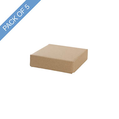 Gift Box With Lid - Posy Box Lid Mini Matte Kraft Pack 5 (14x14x3.5cmH)