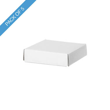 Gift Box With Lid - Posy Box Lid Mini Gloss White Pack 5 (14x14x3.5cmH)