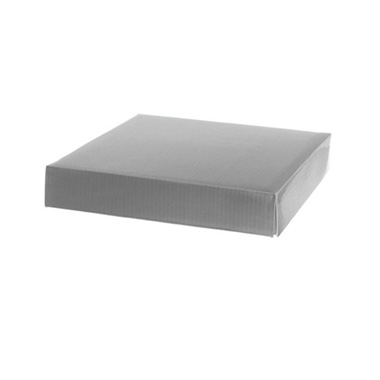 Gift Box With Lid - Posy Lid Large Gloss Silver (22x22x4cmH)