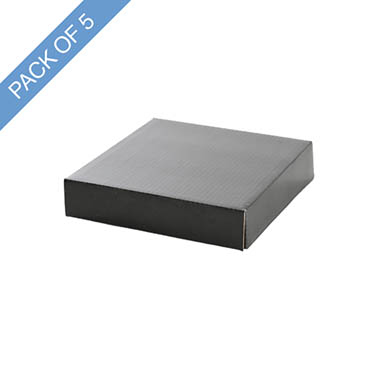 Gift Box With Lid - Posy Box Lid Medium Gloss Black Pack 5 (16.5x16.5x4cmH)