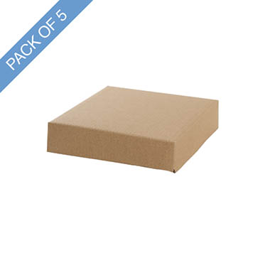Gift Box With Lid - Posy Box Lid Medium Kraft Brown Pack 5 (16.5x16.5x4cmH)