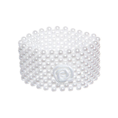 Corsage Wrist Bracelet Oasis Pearl Flower Large White (4cm)