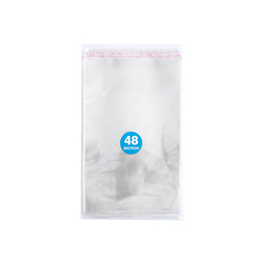 Cello Bag Self Seal 48mic Pack 100 Clear (16.5x11.5cmH)