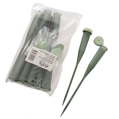Orchid Vials Large With Stem & Cap Pack 10 Green (15cm)