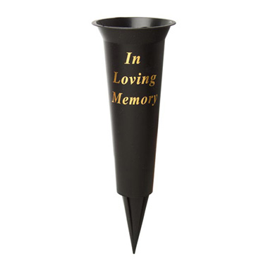 Cemetery Vases - Cemetery Spike Vase In Loving Memory Black (10Dx33cmH)