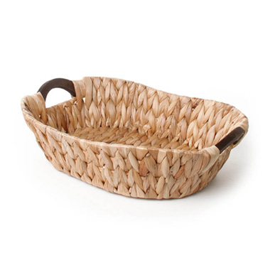 Hamper Tray & Gift Basket - Hyacinth Tray with Handles Oval Natural (41x32x10cmH)