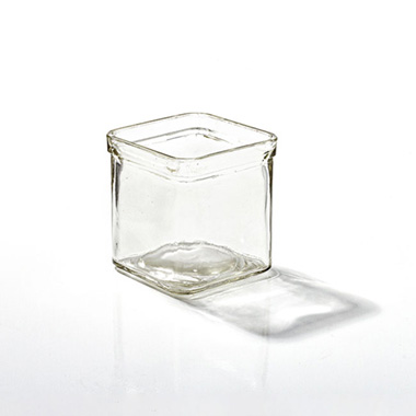 Glass Votive Candle Holder Cube Clear (7.5x7.5x7.5cmH)