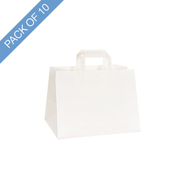 Kraft Paper Carry Bags - White Kraft Paper Bag Boutique Pack 10 (320Wx200Gx230mmH)