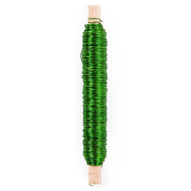 Coloured Copper Florist Wire - Painted Metallic Wire 0.55mmx50m on Stick 100g Lime 23ga