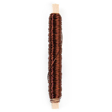 Coloured Copper Florist Wire - Painted Metallic Wire 0.55mmx50m on Stick 100g Brown 23ga