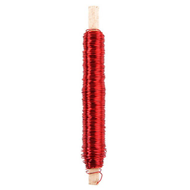 Coloured Copper Florist Wire - Painted Metallic Wire 0.55mmx50m on Stick 100g Red 23ga