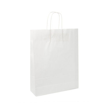 Kraft Paper Carry Bags - White Kraft Paper Bag Shopper Large (205Wx110Gx275mmH)