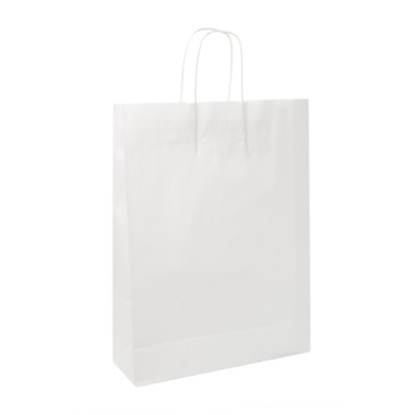 Kraft Paper Carry Bags - White Kraft Paper Bag Shopper Large (200Wx100Gx290mmH)