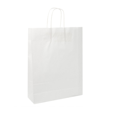 Kraft Paper Carry Bags - White Kraft Paper Bag Shopper Extra Large (240Wx120Gx355mmH)