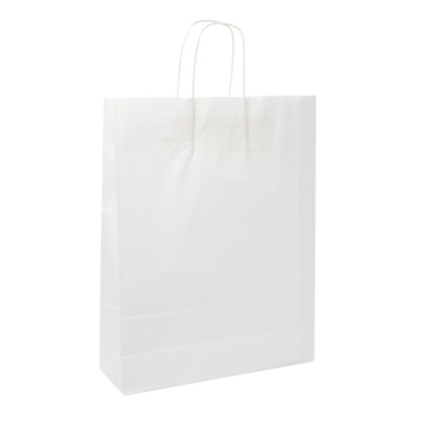 Kraft Paper Carry Bags - White Kraft Paper Bag Shopper Jumbo (320Wx110Gx420mmH)