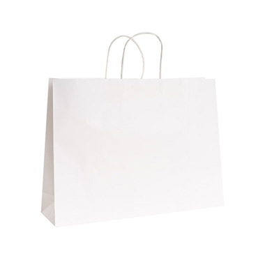 Kraft Paper Carry Bags - White Kraft Paper Bag Shopper Boutique (420Wx110Gx310mmH)