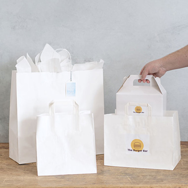 White Kraft Paper Bag Boutique Giant (450Wx150Gx430mmH)