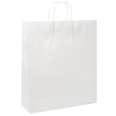 Kraft Paper Carry Bags - White Kraft Paper Bag Shopper Giant (450Wx125Gx500mmH)