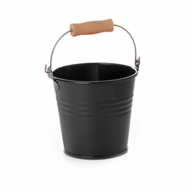 Tin Buckets Pail with Handle - Tin Bucket Bambino Black (8Dx7cmH)