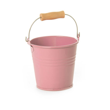 Tin Buckets Pail with Handle - Tin Bucket Bambino Baby Pink (8Dx7cmH)