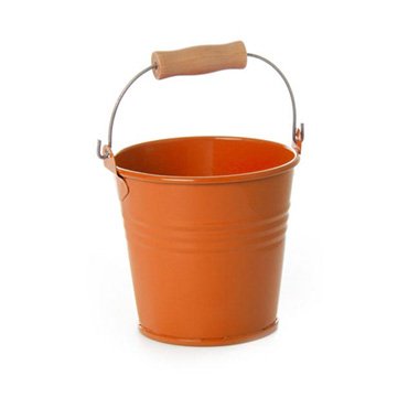 Tin Buckets Pail with Handle - Tin Bucket Bambino Orange (8Dx7cmH)