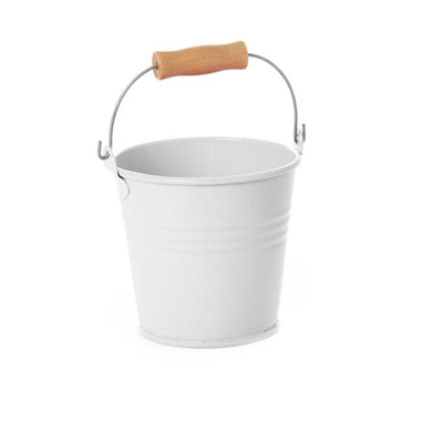 Tin Buckets Pail with Handle - Tin Bucket Bambino White (8Dx7cmH)