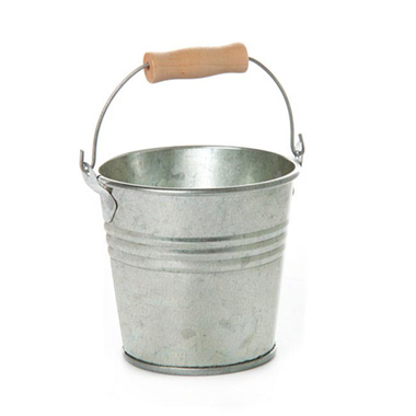Tin Buckets Pail with Handle - Tin Bucket Bambino Zinc Silver(8Dx7cmH)