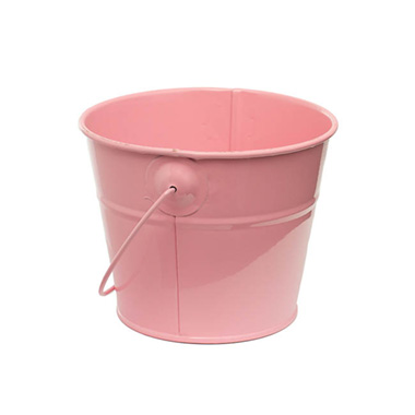 Tin Bucket with Handle Baby Pink (12.5Dx10.5cmH)