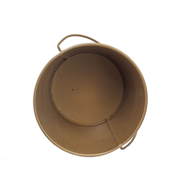 Tin Bucket with Handle Brass Gold (12.5Dx10.5cmH)