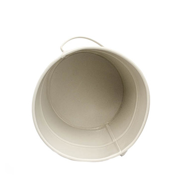 Tin Bucket with Handle Light Grey (12.5Dx10.5cmH)