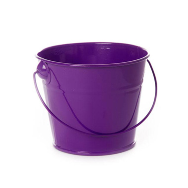 Tin Buckets Pail with Handle - Tin Bucket with Handle Violet (12.5Dx10.5cmH)