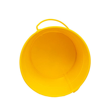 Tin Bucket with Handle Yellow (12.5Dx10.5cmH)