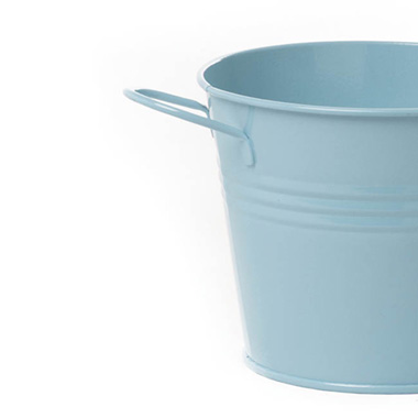 Tin Bucket side Handles Baby Blue (15.5Dx12cmH)