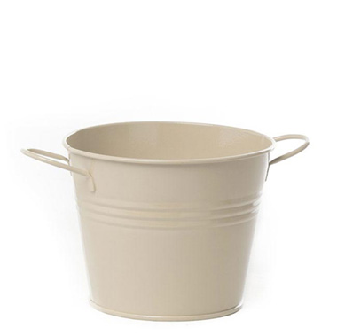 Tin Buckets Pail side handles - Tin Pot Medium side Handles Cream (15.5Dx12cmH)