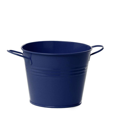 Tin Buckets Pail side handles - Tin Pot Medium side Handles Dark Blue (15.5Dx12cmH)