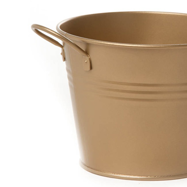 Tin Pot Medium side Handles Brass Gold (15.5Dx12cmH)