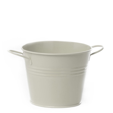 Tin Pot Medium side Handles Light Grey (15.5Dx12cmH)