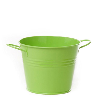 Tin Buckets Pail side handles - Tin Pot Medium side Handles Lime (15.5Dx12cmH)