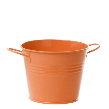 Tin Buckets Pail side handles - Tin Pot Medium side Handles Orange (15.5Dx12cmH)