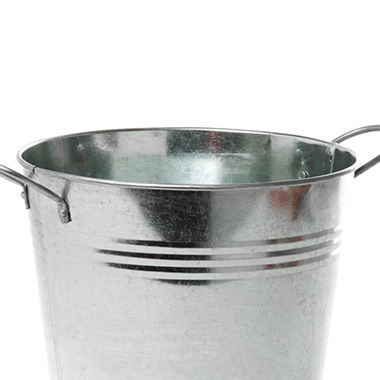 Tin Pot Medium side Handles Zinc Silver (15.5Dx12cmH)