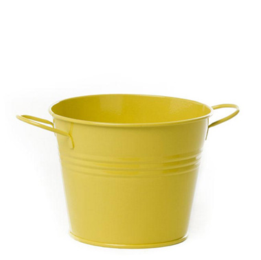 Tin Buckets Pail side handles - Tin Pot Medium with side Handles Yellow (15.5Dx12cmH)