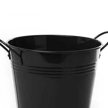 Tin Pot Large side Handles Black (18Dx15cmH)