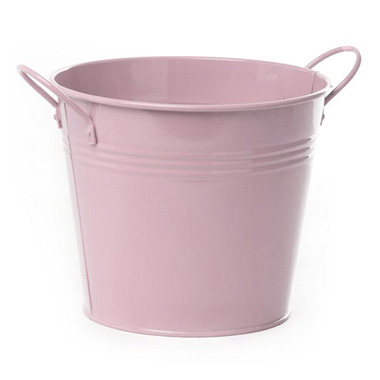 Tin Buckets Pail side handles - Tin Pot Large side Handles Baby Pink (18Dx15cmH)