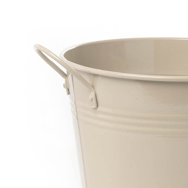 Tin Pot Large side Handles Cream (18Dx15cmH)