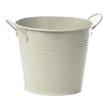 Tin Buckets Pail side handles - Tin Pot Large side Handles Light Grey (18Dx15cmH)