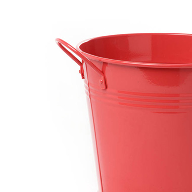 Tin Pot Large side Handles Red (18Dx15cmH)