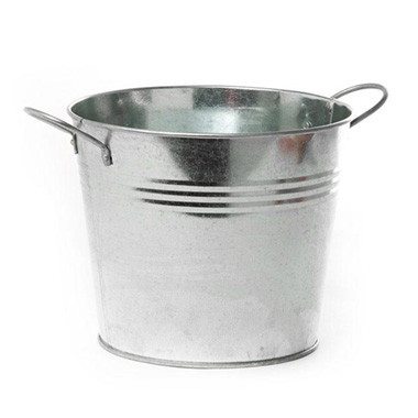 Tin Buckets Pail side handles - Tin Pot Large side Handles Zinc Silver (18Dx15cmH)