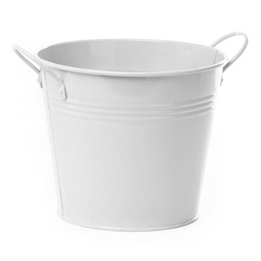 Tin Pot Large side Handles White (18Dx15cmH)