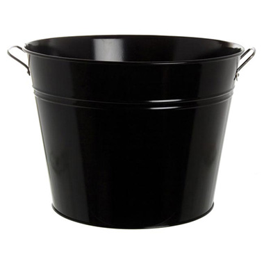Metal Hamper & Drink Tubs - Metal Drinks Tub Round Chrome Handles Black (41x30x30cmH)