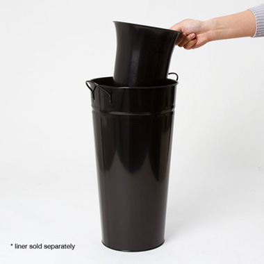 Tin Conical Display Vase with side Handle Black (22x41cmH)